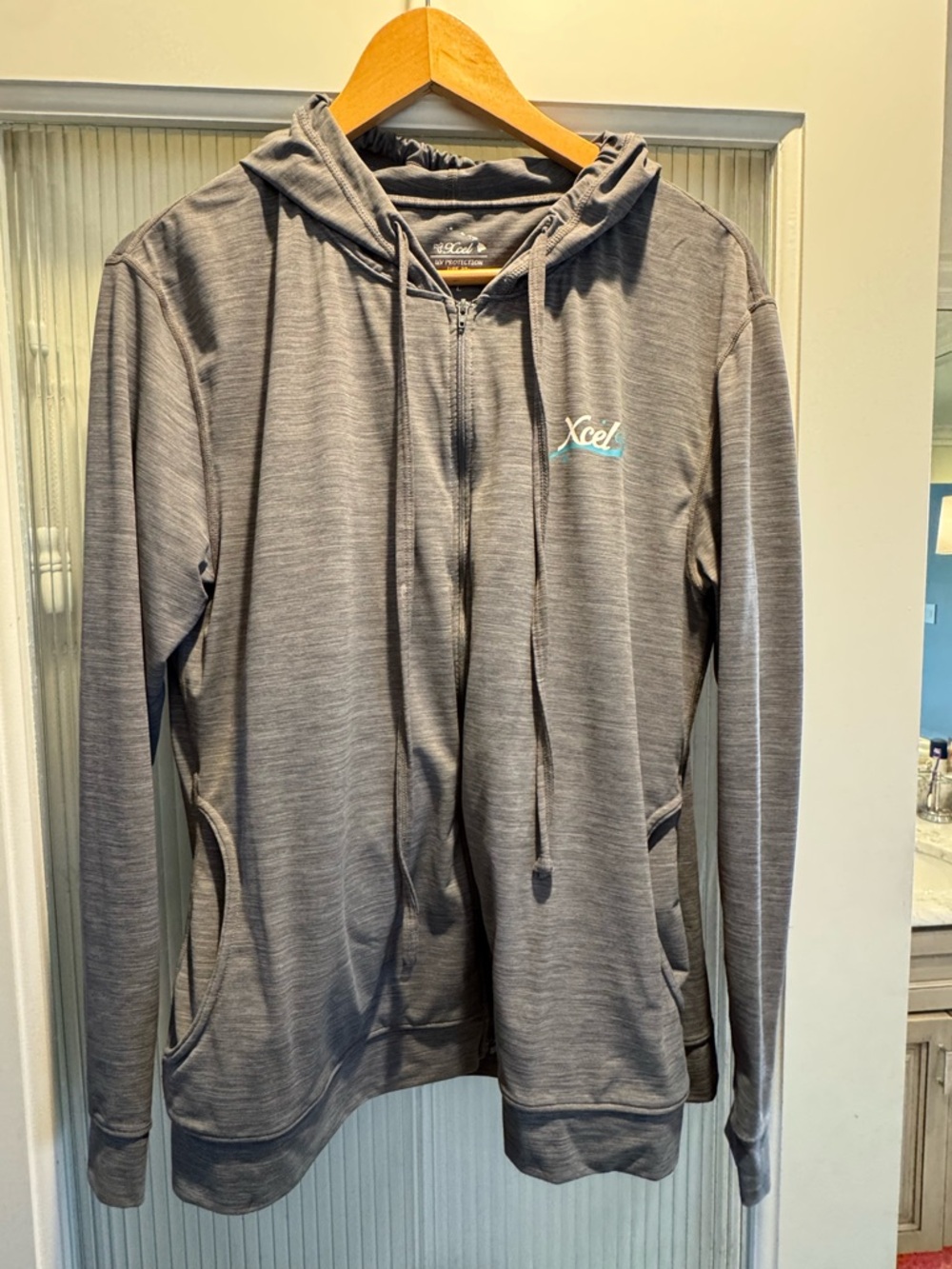 SPF Xcel Gray Zip-Up Hoodie with Aqua Logo